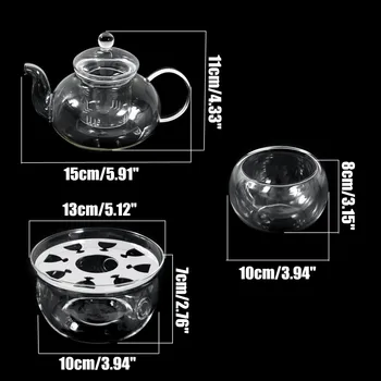 8 Buc/Set Clar Pahar De Ceai Cu Perete Dublu Ceainic & Cana De Filtrare Bea Acasă Decor Lucrate Manual Ceainic Set De Căldură-Rezistent La Cald