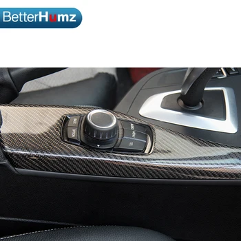 Real Fibra de Carbon Multimedia Auto Buton Panou Capitonaj Capac Autocolant Pentru BMW F20 F21 Seria 1 116i 118i Auto Accesorii de Interior