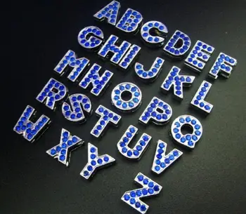 Interne Dia. 8mm-O-Z pietre albastre bling scrisoare slide 260pcs/lot DIY Alfabetul pentru a se potrivi 8MM din piele colier bratara