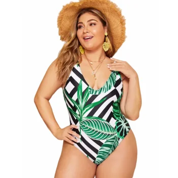 Tropical Print-O singură Bucată de Costume de baie Femei, Plus Dimensiune costume de Baie Push Up Costum de Baie dintr-O bucata pentru Femei Înot Uzura Mare Monokini