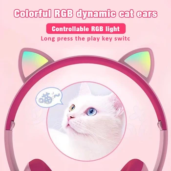 Stralucitoare Pisica Bluetooth Copil Căști cu Microfon Pliabil Drăguț Wireless Fata Cască MP3 Telefon Muzica Stereo 3D Casca Cadou