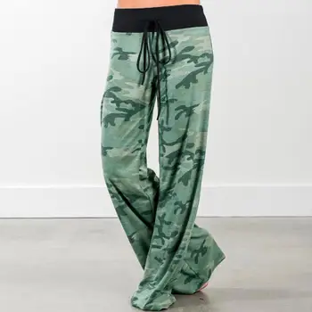 Pantalones sueltos de mujer con estampado Florale con cordn 2020 Casual pantaloni de pierna ancha chndal de verano para mujer